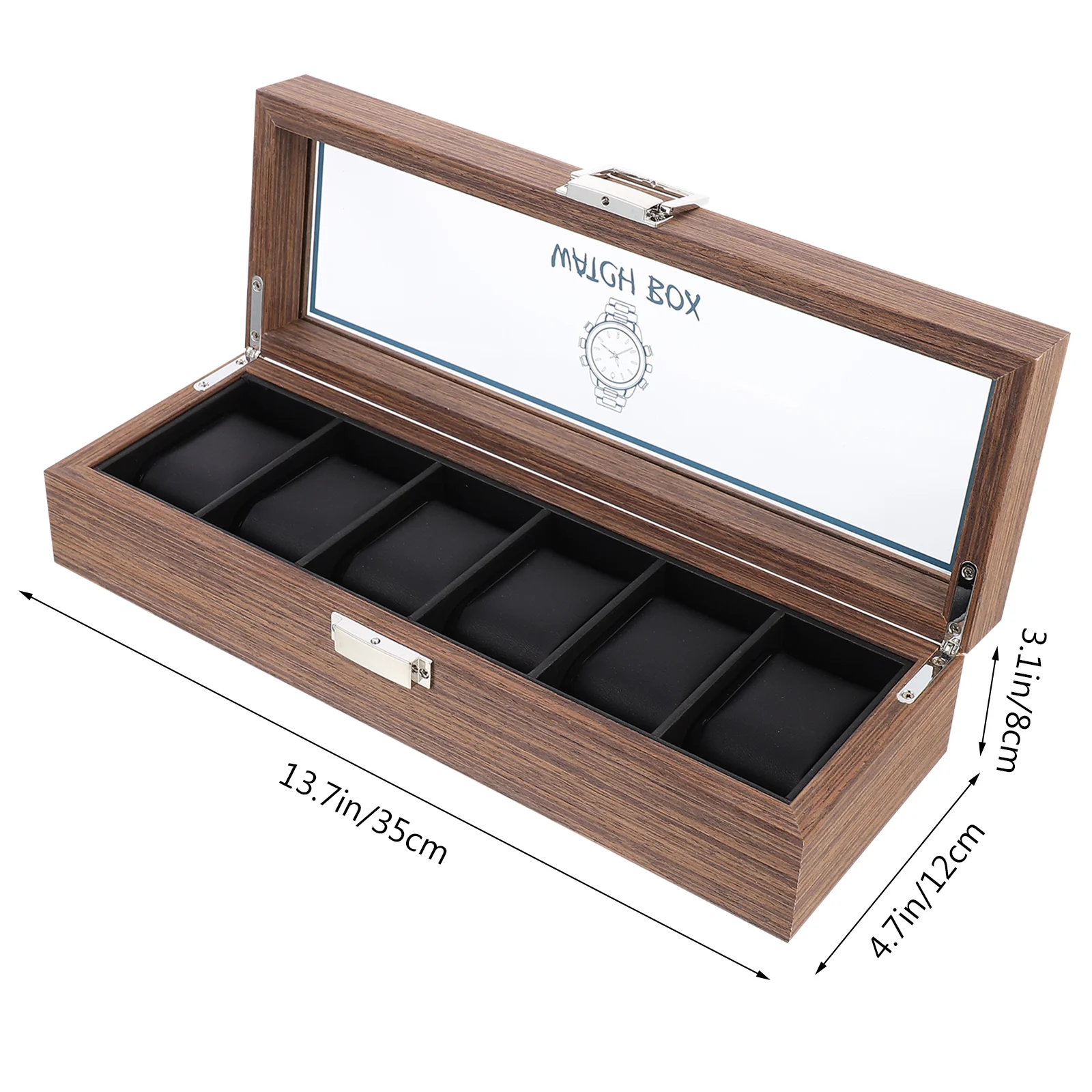 

Деревянная коробка для часов, держатель для часов, большой органайзер для мужских аксессуаров для часов со стеклянным окошком