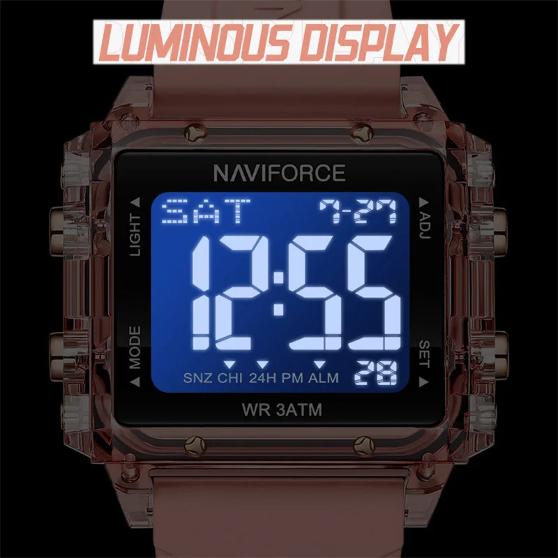 Часы NAVIFORCE женские цифровые спортивные модные повседневные водонепроницаемые