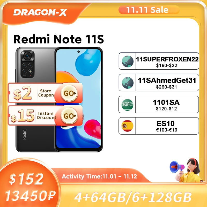 Ceny Globalna Wersja Xiaomi Redmi Note 11S Smartphone Helio G96 Octa Core 33W Pro Szybkie ładowanie 108MP Quad Camera