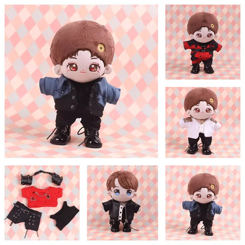 10 разных моделей одежды для кукол 20 см кожаные брюки изношенный свитер комплект