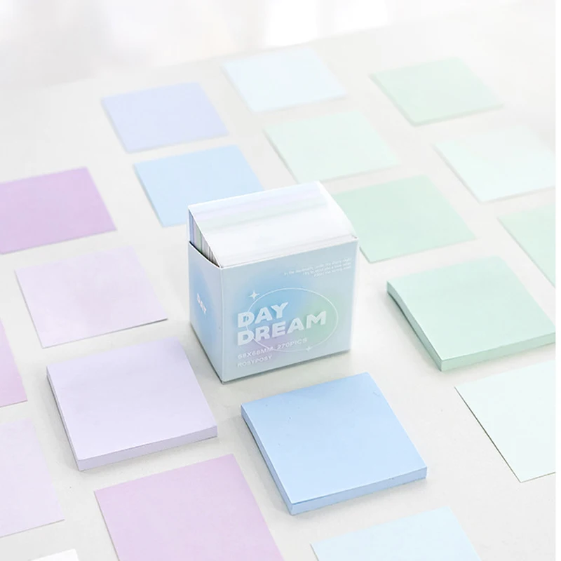 270 Pcs Cute Gradient Colors Memo Pad Message Sticky Notes Paper Journal Scrapbooking Decorative Kawaii Stationery