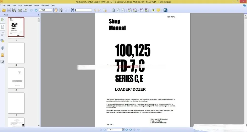 Руководство по магазине гусеничного погрузчика Komatsu (ALL)