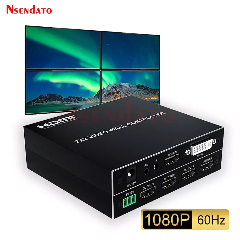 

2x2 HDMI DVI TV Video wall Controller 1080P 60Hz 1X2 1X4 1X3 2X1 3x1 4X1 multi video screen processor switcher splicer 180'