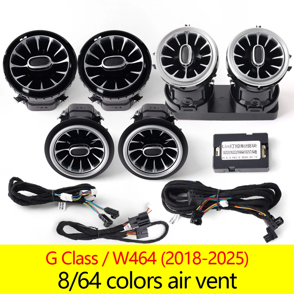 

Светодиодный окружающий свет для Mercedes Benz W205 GLC W206 W213 W222 X253 W464 W117 A/C/E/S/G-Class RGB Турбинная форсунка Комплект вентиляционных светильников