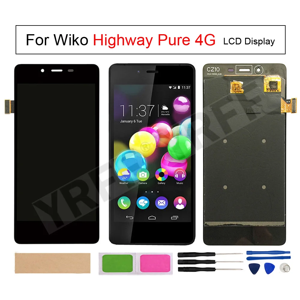 

ЖК-Экран 4,8 дюйма для Wiko Highway Pure 4G, ЖК-дисплей, цифровой преобразователь экрана в сборе, панель датчика, наборы для ремонта телефона 100% протестированы