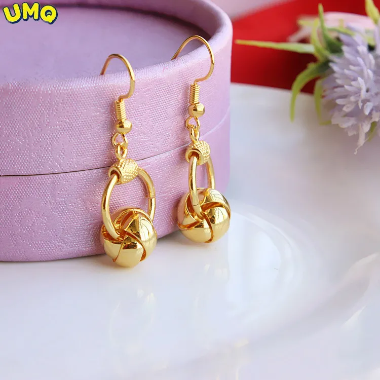 

New Thick Gold Non Fading Runner Earrings Women's Fashion Versatile Delicate Ring Earrings Sand Gold Anti Allergy Long Style