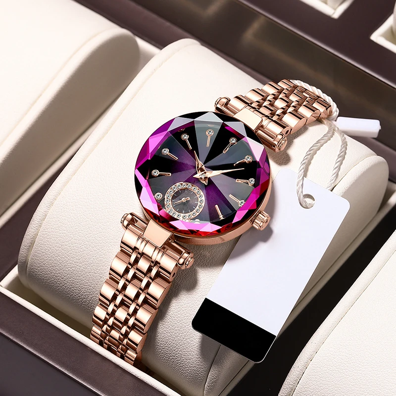 

Women Quartz Watch Luxury Jewelry Design Rose Gold Steel Wristwatches Waterproof Fashion Casual Ladies Watches Holiday Gift