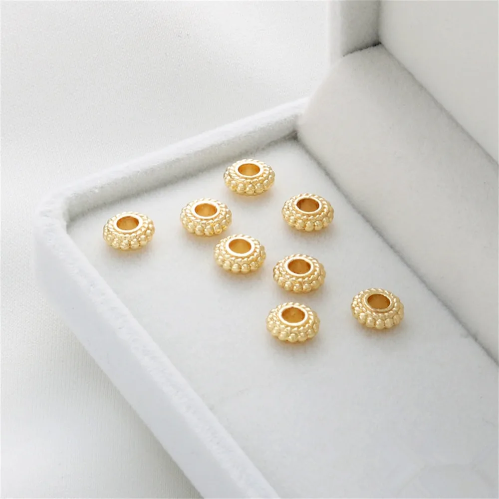 

14K gold clad large hole wheel gear spacer beads spacer diy flying saucer beads loose beads string jewelry accessories