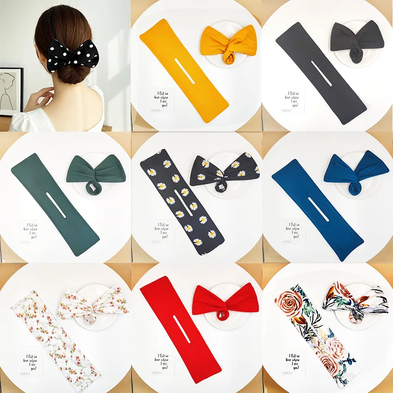 

Girl Ball Head Twist Clip Hair Pan Lazy Bow Print Rotating Hair Band Bud Head Pan Hair Accessories Wholesale