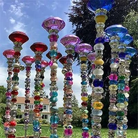 20pcs lot big hole beads garden stakes decorative beaded garden stakes with crystal stopper top round glass bead outdoor decor