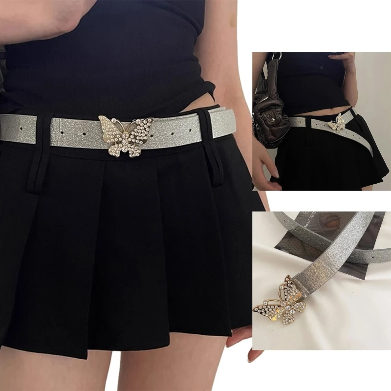 

Y2K Cool Girls Butterfly Belt for Women Casual Pin Buckle Belt for Jeans Pants WesternStyle Waistbelt Vintage Accessory NEW