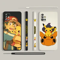 pikachu lovely cute anime for samsung galaxy a73 a53 a33 a52 a32 a22 a71 a51 a21s a03s a50 5g liquid left rope phone case cover