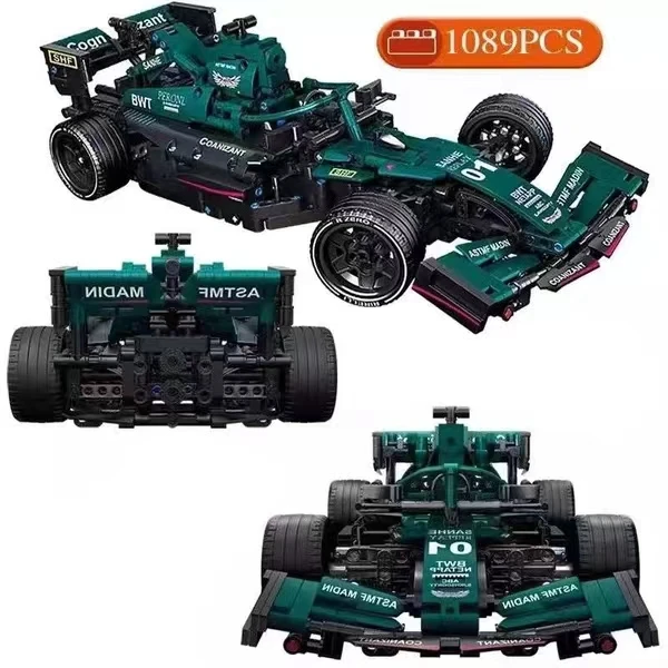

Технический высокотехнологичный F1 зеленый супергоночный автомобиль, модель, кирпичи 1089 шт. MOC, Модульные строительные блоки, кирпичи C014, дет...