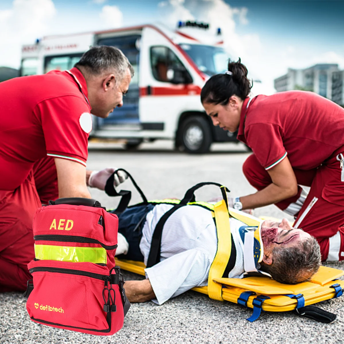 

First Aid Empty Pouch Responder Defibrillator Jump Travel Medic Healthcare Storage Container Kit Backpack
