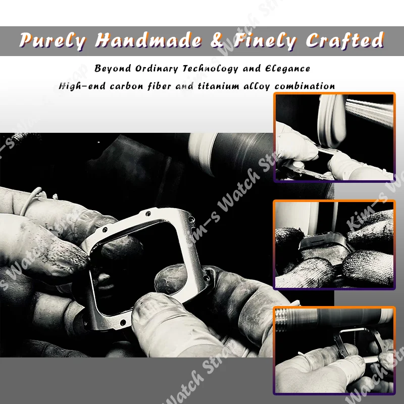 Fluorine Rubber Strap Kit for Apple Watch 8 7 45mm Carbon Fiber Titanium Alloy Case Cover Bumper for iWatch 6 SE 5 4 44mm Band