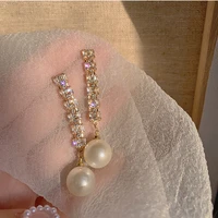 2022 unique design inlaid crystal long tassel earrings personality fashion pearl earrings womens wedding jewelry birthday gift