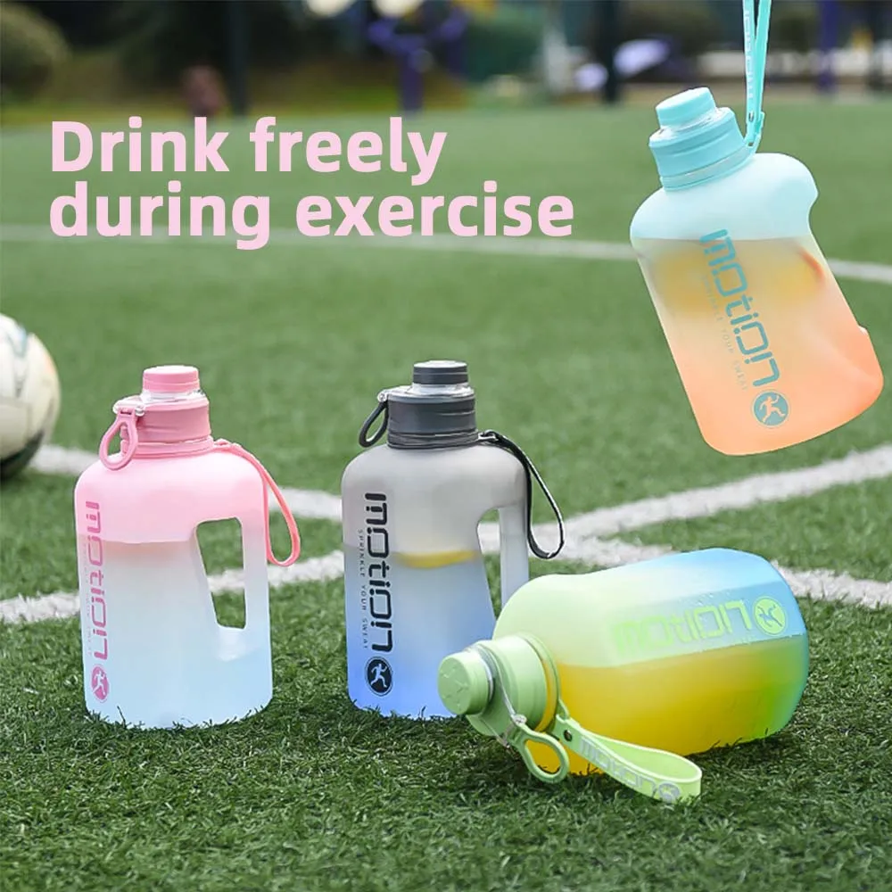 

1.6L/2.4L Sports Fitness Cup Water Bottle With Straw & Scale Large Capacity Fitness Cup Gradient Kettle Outdoor Travel Portable
