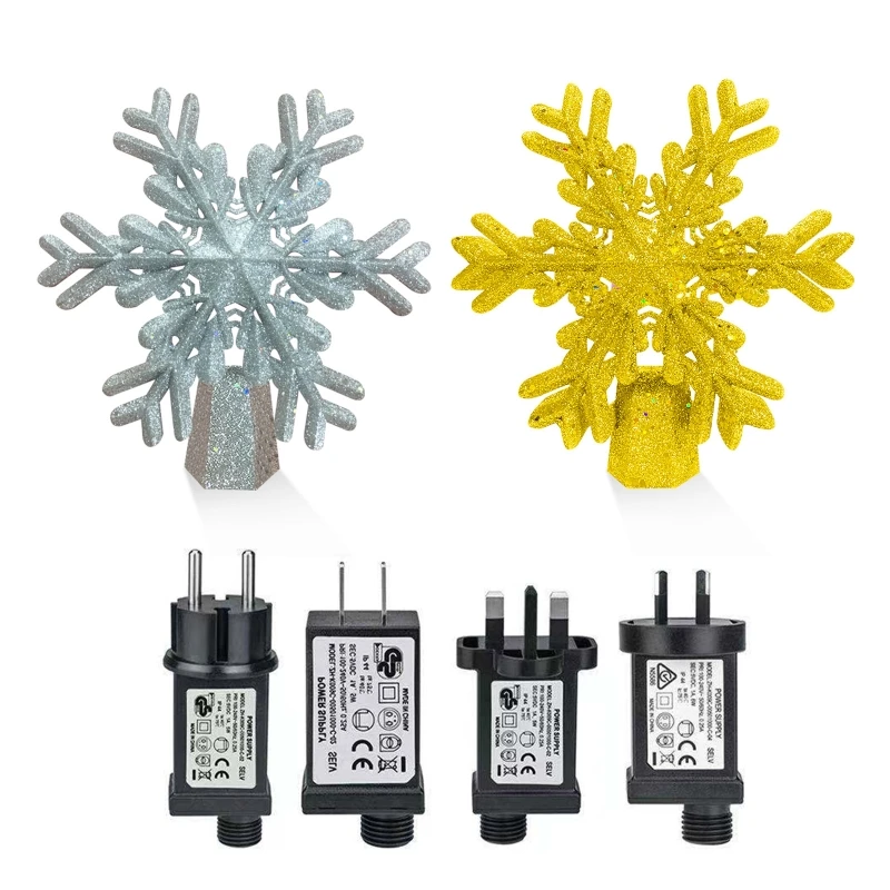 

N58C Christmas Tree Decorative Light Christmas Tree Top Snowflake Shape for Christmas