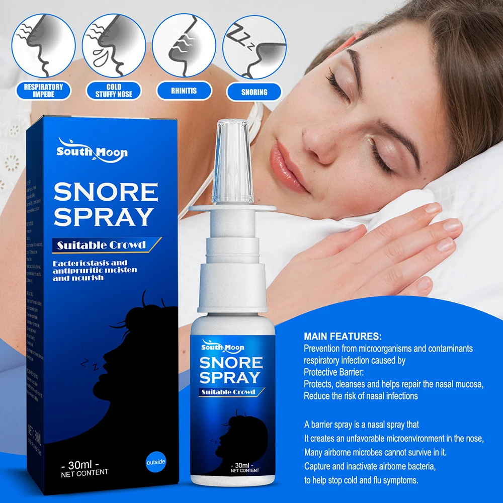 

30ml Fast Snoring Nasal Spray Professional Anti-Snoring Solution for Women Men Easy Operation Allergy Sinus Spray TO