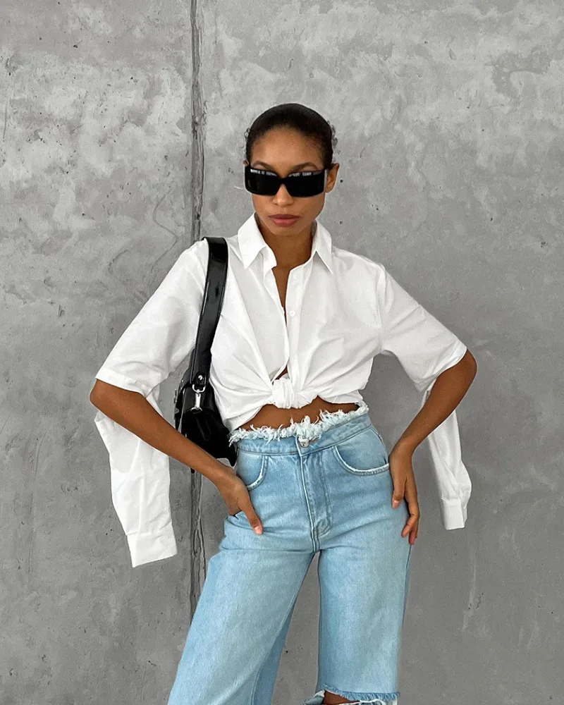 Элегантная пригородная Офисная Женская рубашка модная белая блузка в стиле