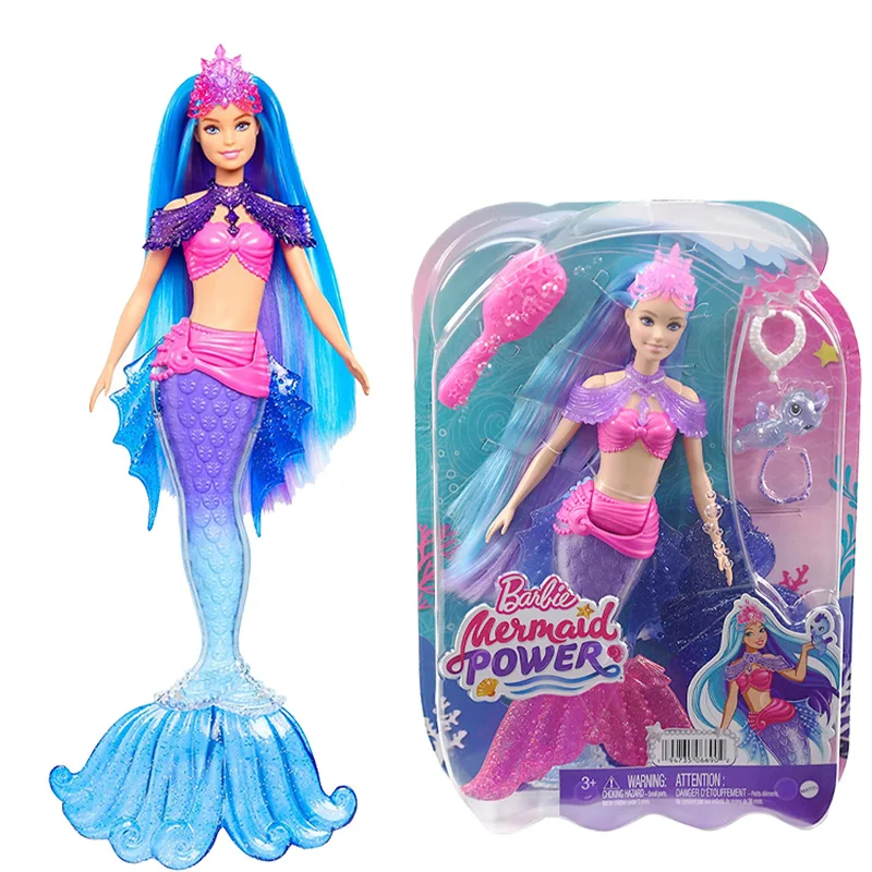 

Кукла Барби Русалка мощность Барби Малибу Робертс Русалка Кукла с питомцем очень длинные синие волосы кукла игрушка HHG52
