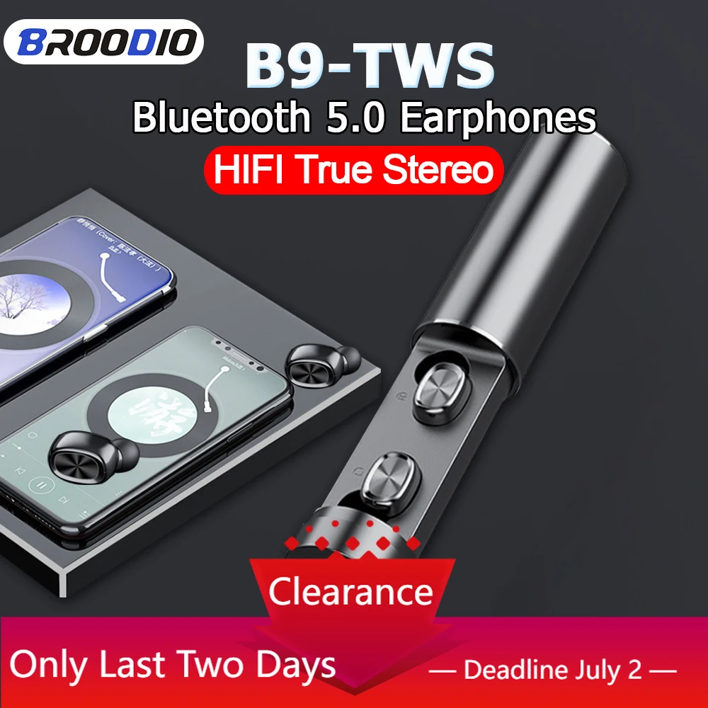 

B9-TWS Bluetooth 5.0 Earphones In-Ear Sports Headset HIFI Stereo True Wireless Headphones B9 TWS Bluetooth Headphone For Phones
