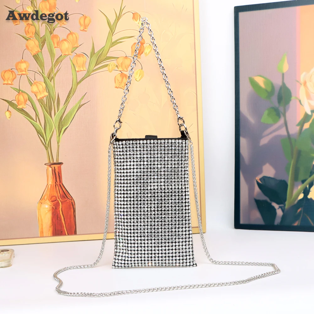 

2023 New Small Rhinestone Handbag for Women Bags Phone Diamonds Shoulder Bag Purse Ladies Female Crossbody Bag Shining Diamond