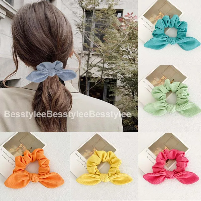 

Женская однотонная резинка для волос, с бантом