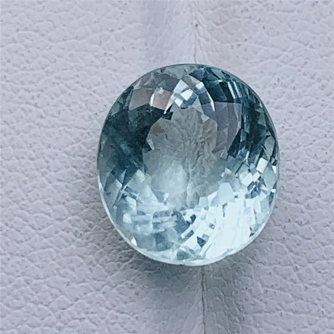 1Pcs/Lot Natural Aquamarine Nude Gemstone Round Geometry Multiple Faceted Blue DIY Material Valet Inlay Jewelry Man Woman