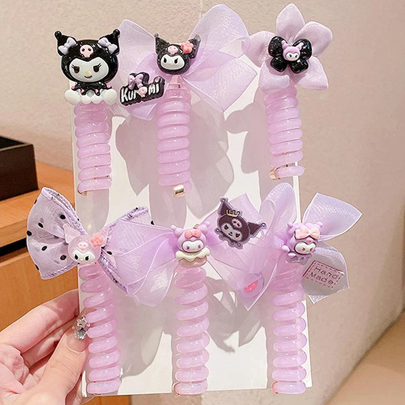 Kawaii Sanrio Kuromi бант телефонная проволока резинка для волос мультфильм милое