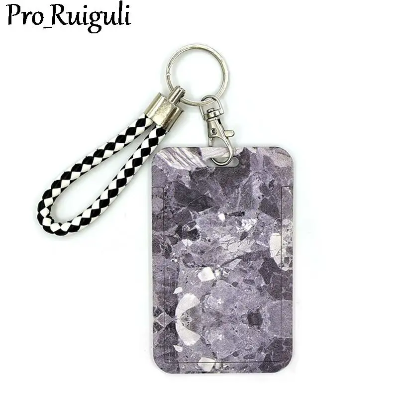 

Gray marble Cute Card Cover Clip Lanyard Retractable Student Nurse Badge Reel Clip Cartoon ID Card Badge Holder accessories