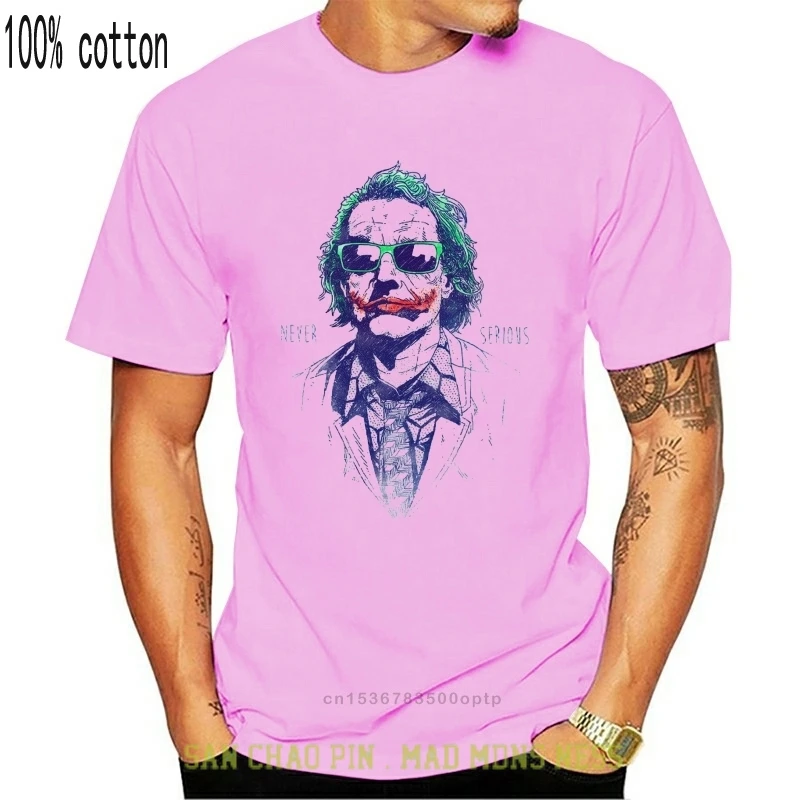 Футболка никогда не серьезно Joker футболка Heath Ledger модная в классическом стиле для