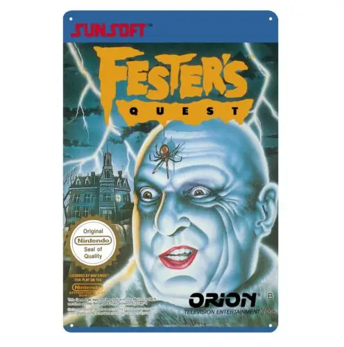 Металлический постер Fester's Quest для видеоигр-сборный жестяной знак Nintendo (8x12