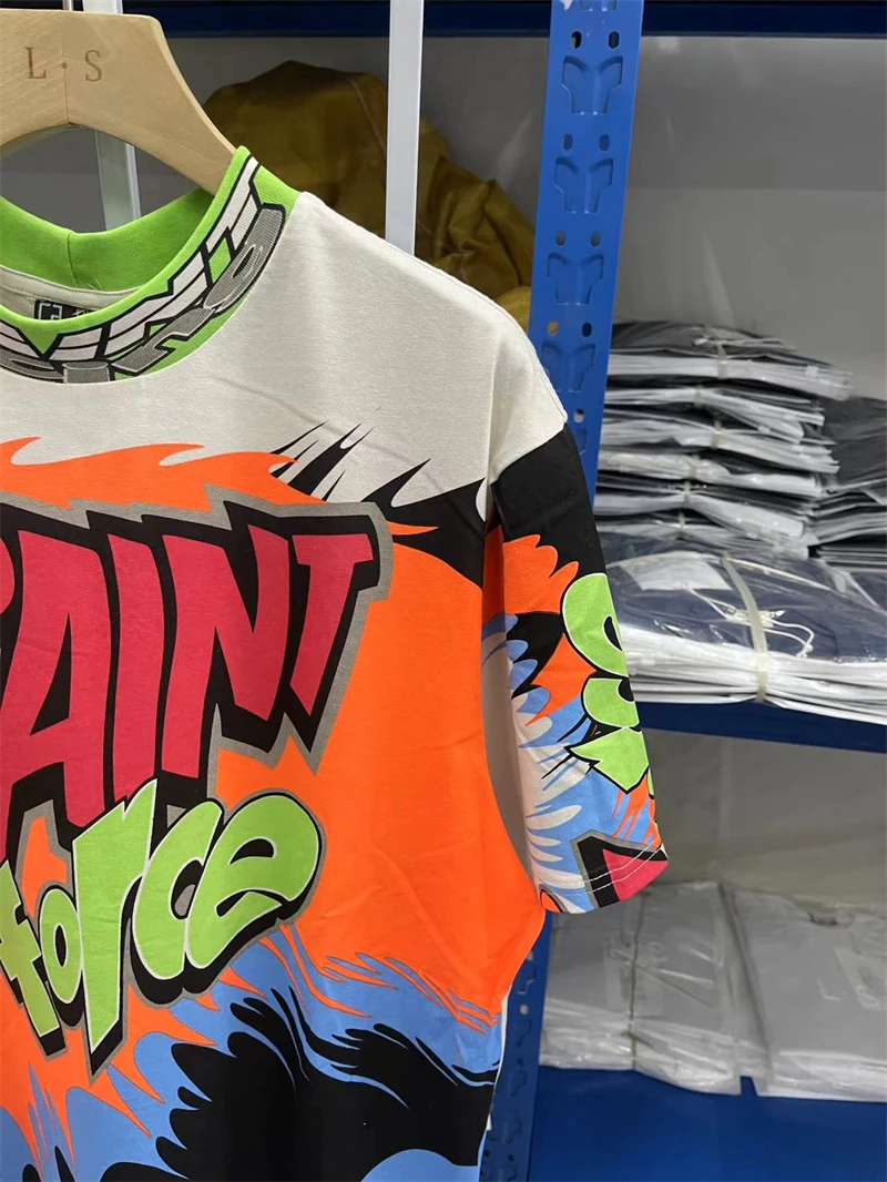 Футболка в стиле ретро с короткими рукавами и принтом силы