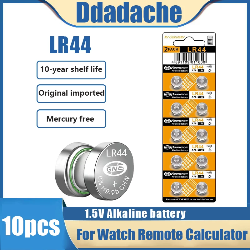 

10PCS LR44 LR 44 A76 AG13 1.5V Button Cell G13A LR44 LR1154 SR1154 357A SR44 SR44SW SR44W GP76 Toy Watch Clock Battery