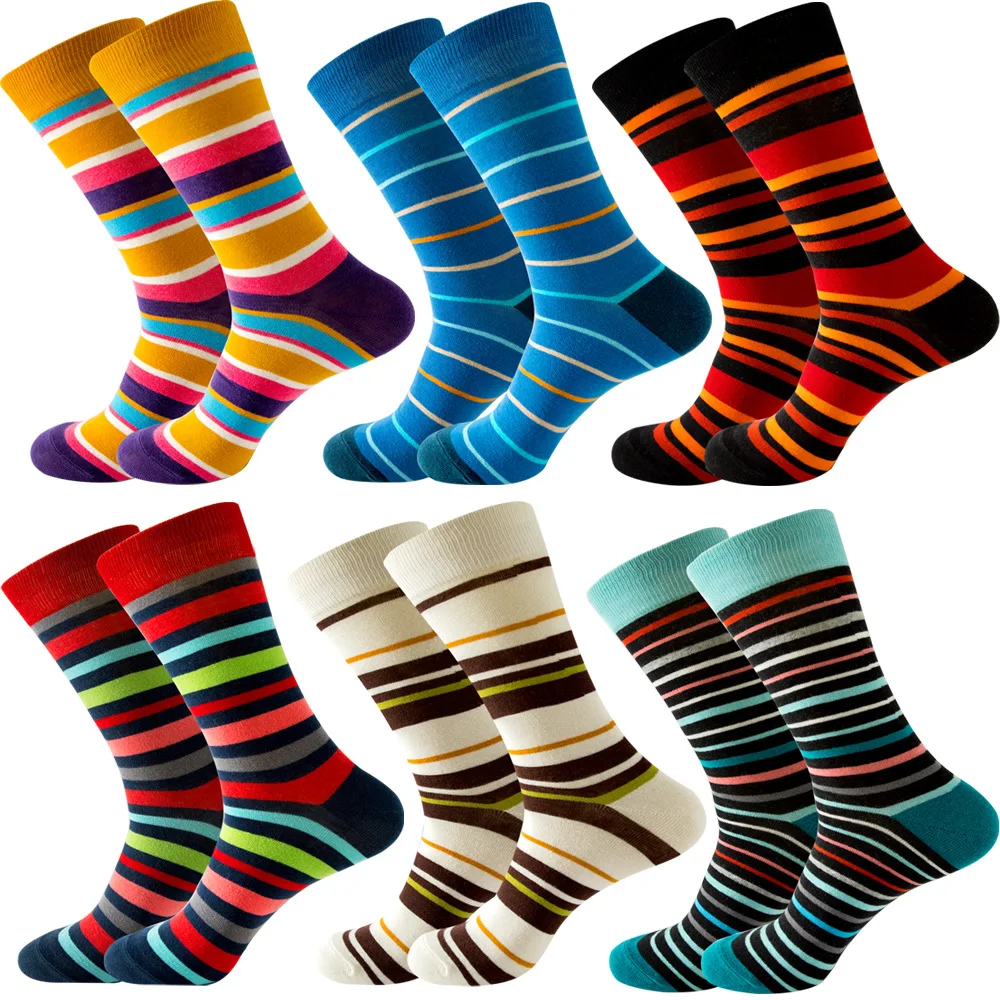 

20 Pairs Classic Men Socks Soft Breathable Colorful Striped Happy Socks Business Casual Party Dress Cotton Socks Fashion Funny