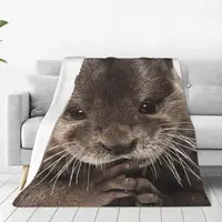 Cute Sea Otters Blankets Sofa Cover Coral Fleece Plush Textile Decor Collage Ultra-Soft Throw Blankets for Bedding Car Bedspread