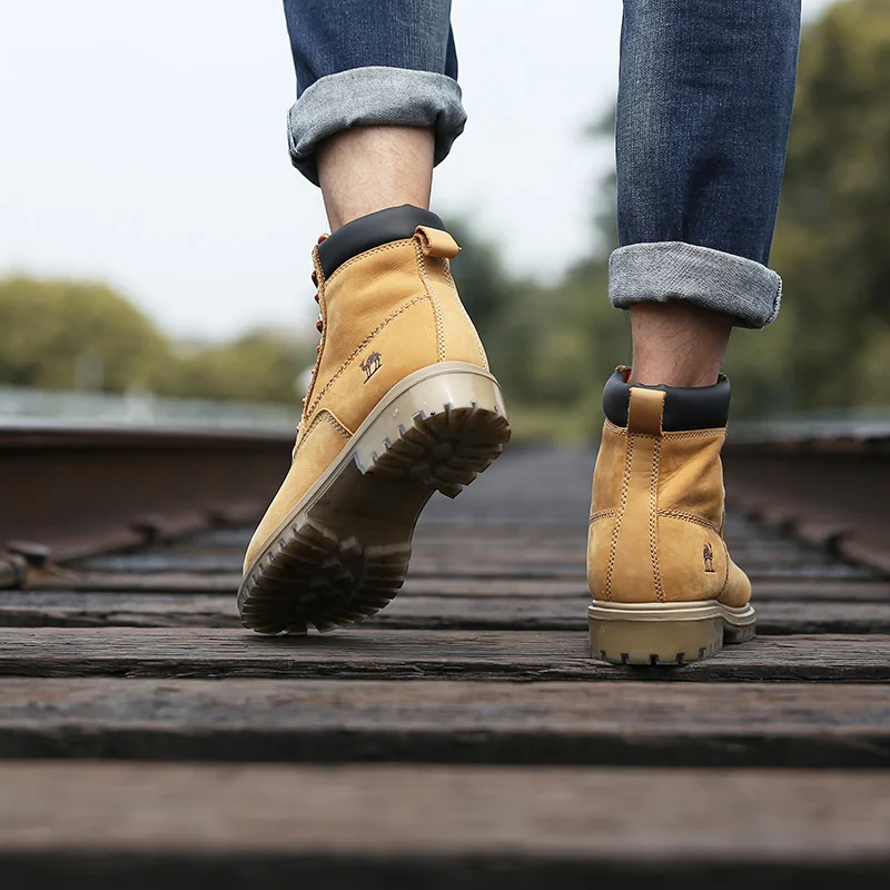 GOLDEN CAMEL Original Men's Boots Cushion Fashion Luxury Leather Shoes for Men 2023 New Martin Ankle Boot Tooling Textured Scrub