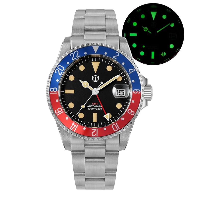 Фото Watchdives WD0014 Роскошные часы NH34 Автоматический механизм BGW9 Светящиеся часы 200 м Водонепроницаемые сапфировые мужские часы №1