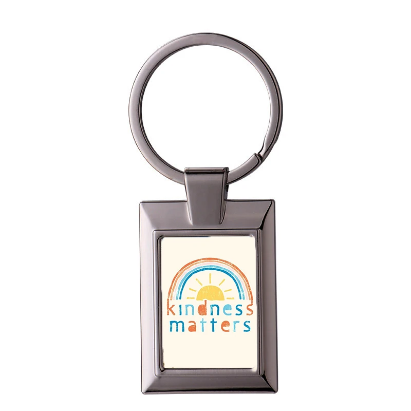 

Kindness Matters Typography Design With Hlv Keychain Ring Jewelry Accessory Customize Fashion Heart Keyring