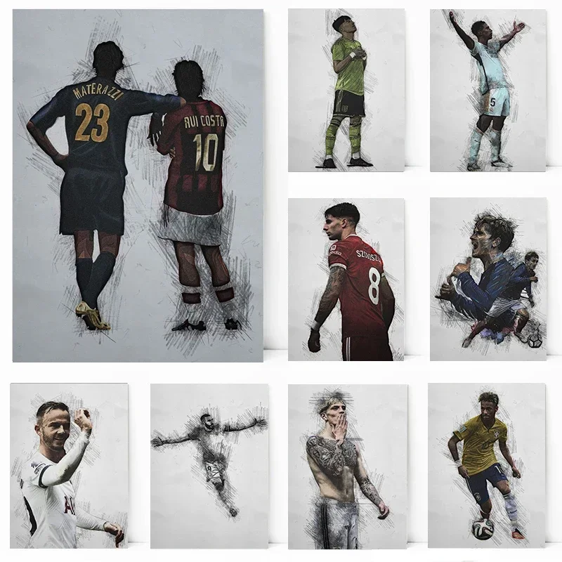 Плакат международного футбольного игрока велосипедный удар накладной холст