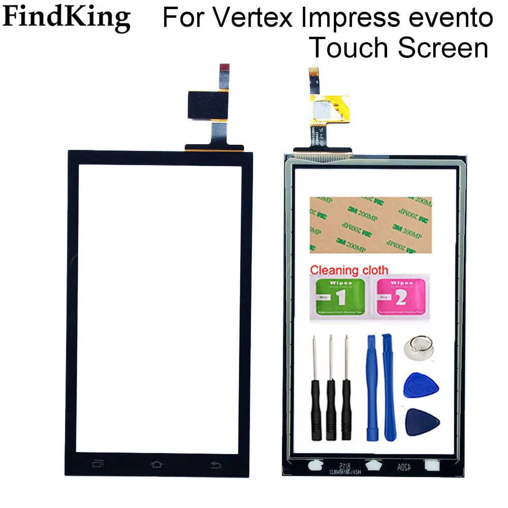 

4.5'' Mobie Touch Screen Glass For Vertex Impress Evento Touch Screen Replacement Digitizer Panel Front Glass Tools Adhesive
