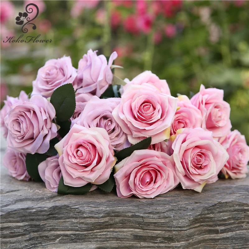 

Koko цветок 10 голов Розы Шелковый букет для свадьбы дома вечерние НКИ осеннее украшение искусственный цветок фотоматериал