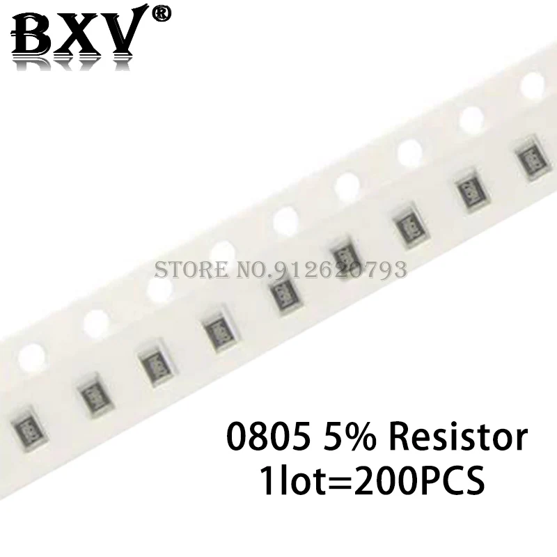 

200PCS 0805 5% 1/8W SMD Chip Resistor 0R ~ 10M 0 1R 10R 100R 220R 330R 470R 1K 4.7K 10K 47K 100K 1M 10M 0 1 10 100 330 470 Ohm