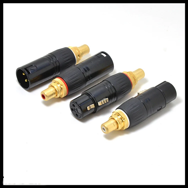 2PC NEUTRIK XLR male to RCA Female Socket Adapter plated gold RCA plug XLR to RCA Female Socket Adapter Gold Balanced Cable Plug