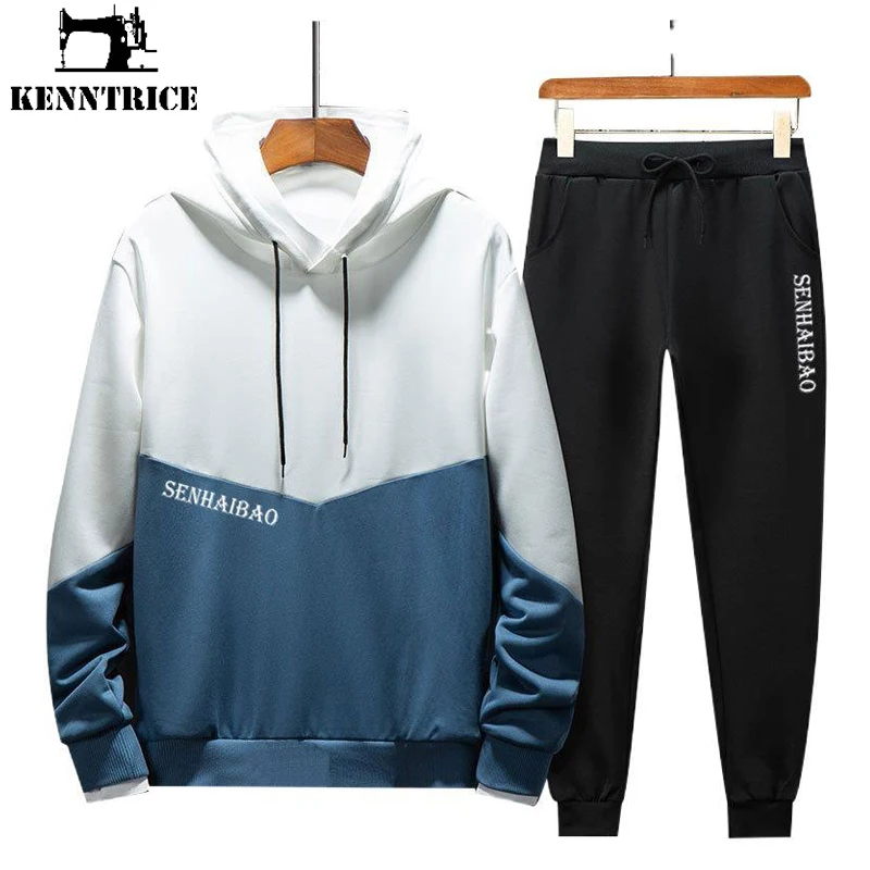Kenntrice For Man Sweatshirts Sweatsuits Sport Jogging Outdoor Male Sweatpants Hooded Pullover Gyms Sets Streetwear Two-Piece