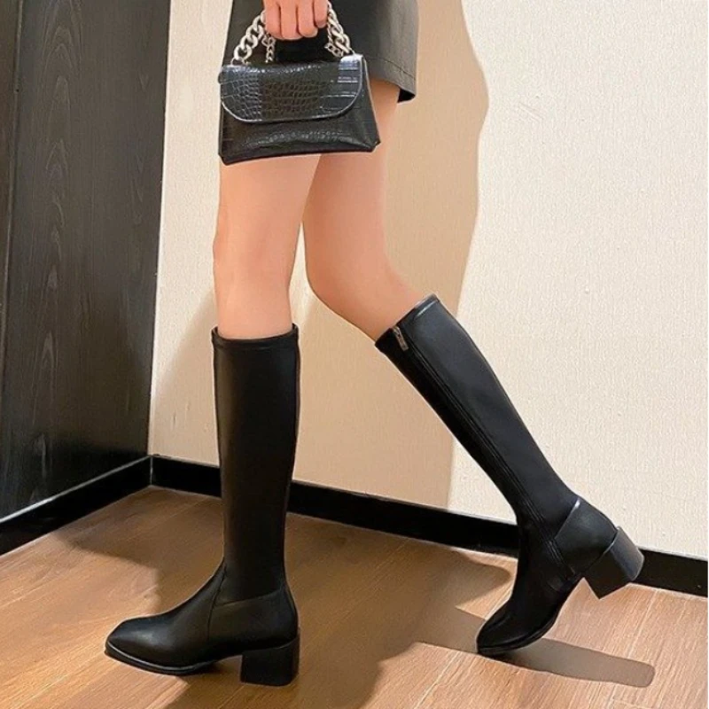 2022 New Shoes  Boots Woman Low Heels Booties  Round Toe Booties Ladies Boots-women Punk Rubber High Heel Autumn  Women Zapatos