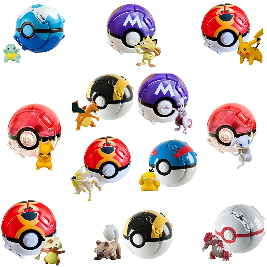 

Фигурка героя аниме «Покемон», Пикачу, Сквиртл, карманный монстр, вариант, эльф, мяч, игрушка, экшн-фигурка, модель, детская игрушка