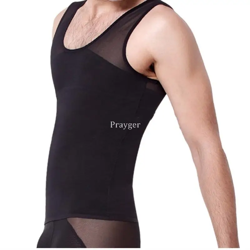 Men Shaper Slimming Abdomen Undershirt Compression Gynecomastia Tops Belly Burner Underwear 