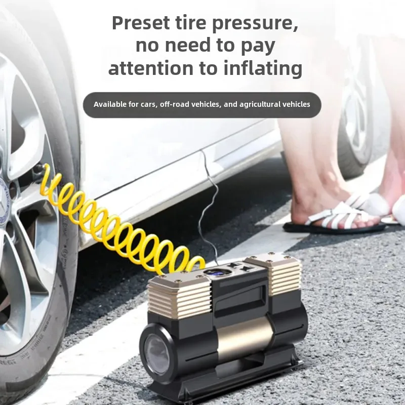 Портативный автомобильный насос высокого давления двухцилиндровый 12 В мощный